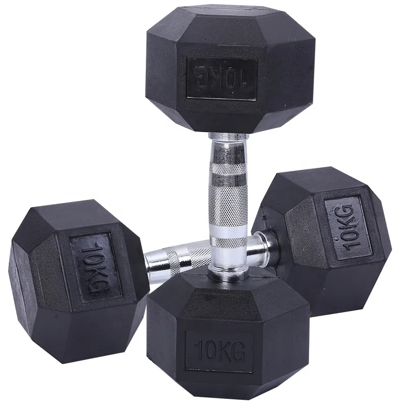 Wholesale Custom Logo Iron Rubber Hexagonal Dumbbells Set Free Weights