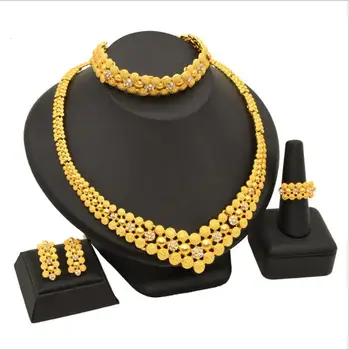 18K gold dubai jewelry sets fashion necklace sets necklace gold jewelry sets African women jewelry sets