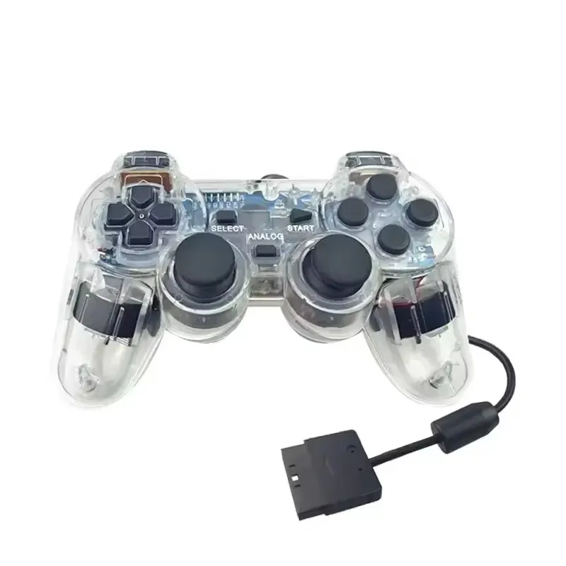 Wired Transparent Game Controller Joypad for PS2 Gaming Joystick Manette Gamepad Handle Control