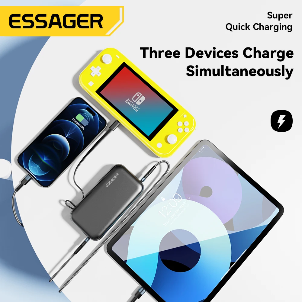 Essager 2023 XuNeng LED Digital Display 65W Fast Battery Storage PD 65W Mobile Power Supply 15000mAh Cell Phone Power Bank