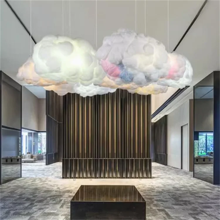 4 Pièces Nuages Simulés En Coton 3D - Décor Suspendu Plafond Blanc Flottant