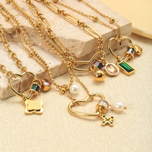 18K Gold Plated Stainless Steel Pendant Wholesale Necklace Link Chain Women's Fashion Jewelry