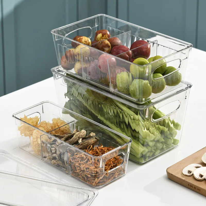 Refrigerator Freezer Stackable Plastic Food Storage Bins Clear Pantry
