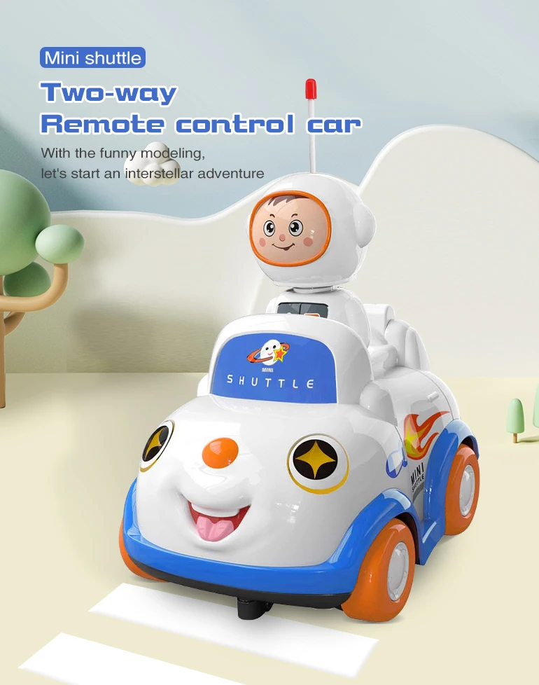 2 CH cartoon shuttle mini rc car toy low price remote control car with light and music function