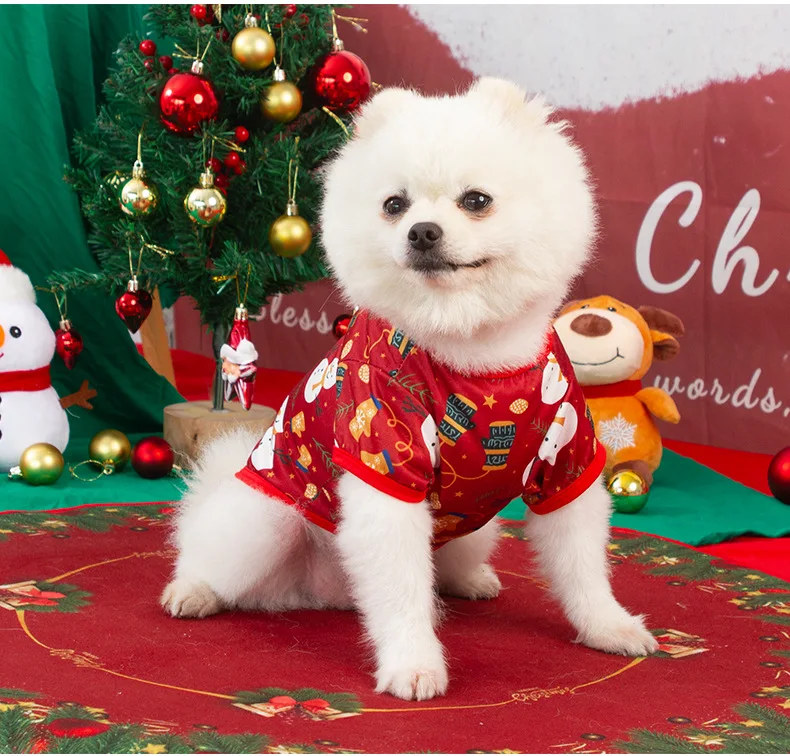 Wholesale Cute Santa Elk Christmas Pet Tshirts Clothes Ropa Perro
