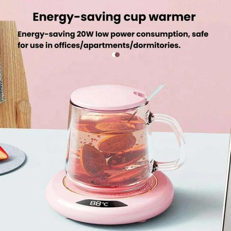 かわいいUSB給電式飲料保温コースター LED温度表示 恒温ヒーター お茶 ミルク ホットドリンク用 4
