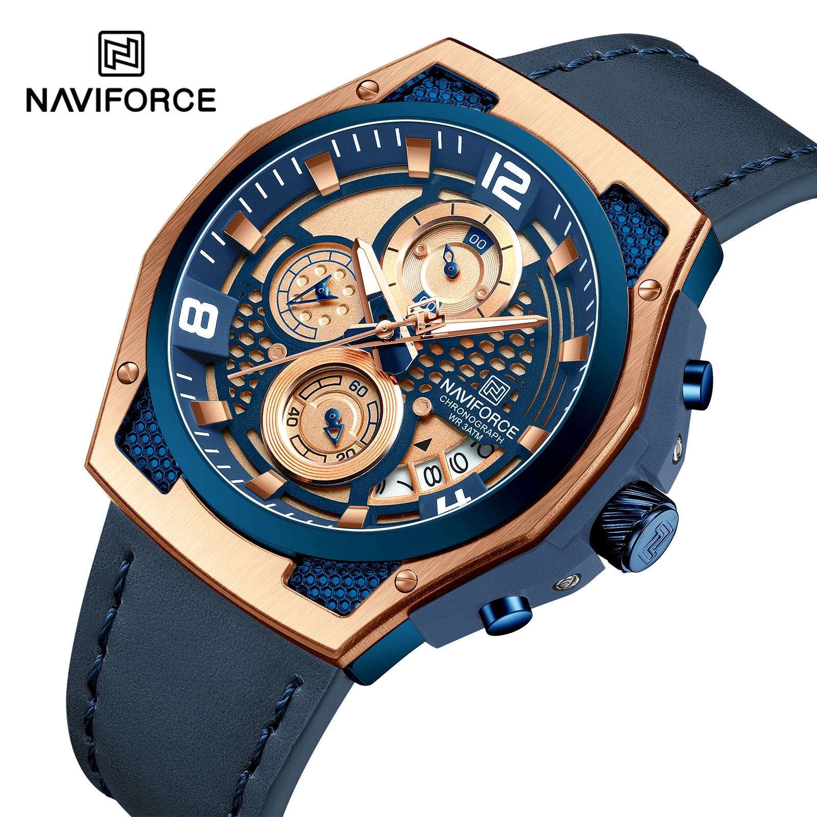 Alibaba.com: NAVIFORCE 8051 Luxury Watch, Waterproof, Chronograph: Ideal  for business and sports, with a stylish leather band and durable stainless  steel case.