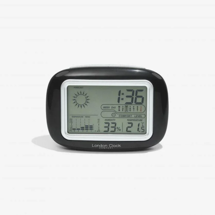 Led Digital Clock with Blue Backlight Multi Functional Digital Table Clock Weather Station Clock Time Date Calendar Temperature