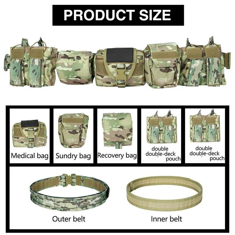 Wholesale Adjustable Outdoor Modular Tactical Belt Sets Duty Belts Utility Belt with Accessories Pouches Security Equipment