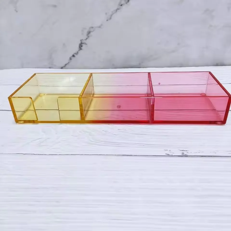 Choice Fun Clear Acrylic Drawer Storage Box with Post-It Note Clip Plastic Memo Holder for Office or Home Use