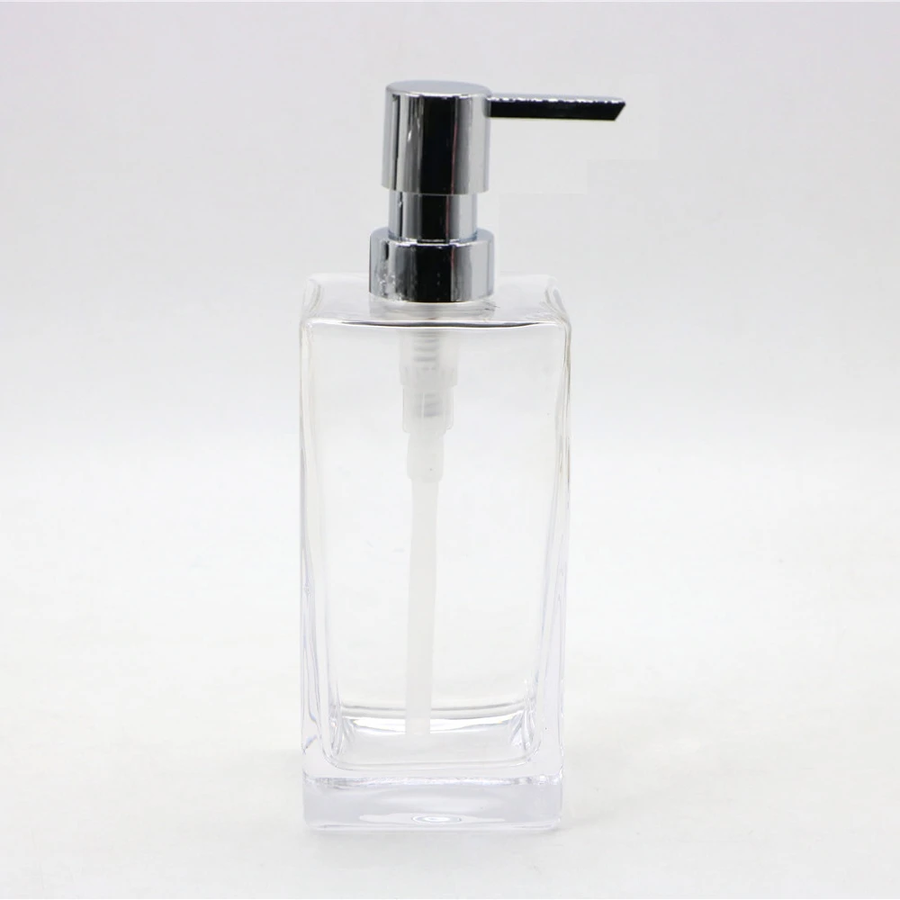 Handmade Glass Lotion dispenser with ABS chromed pump