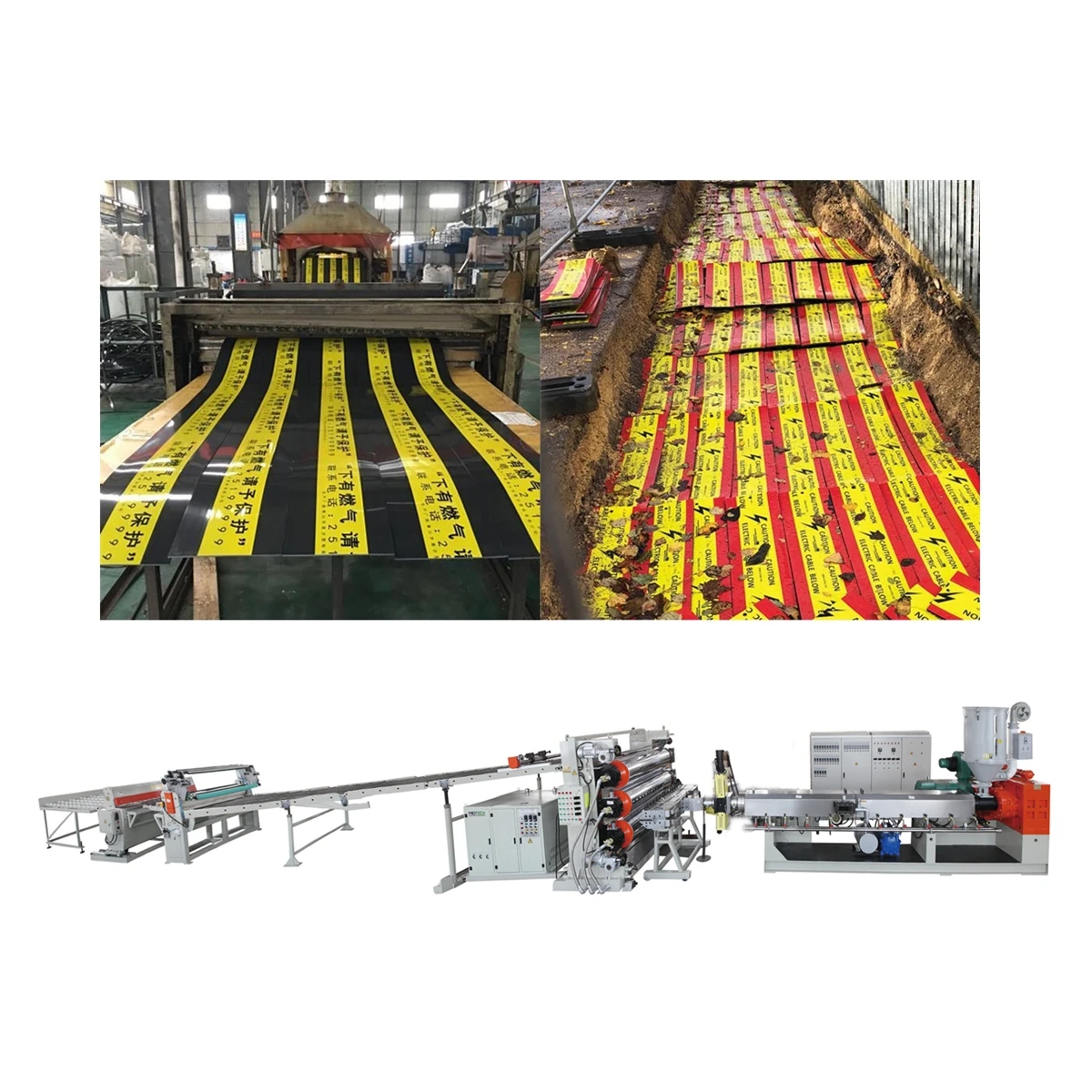 Plastic LDPE Cable Tile Warning Sheet Tile Extrusion Making Machine