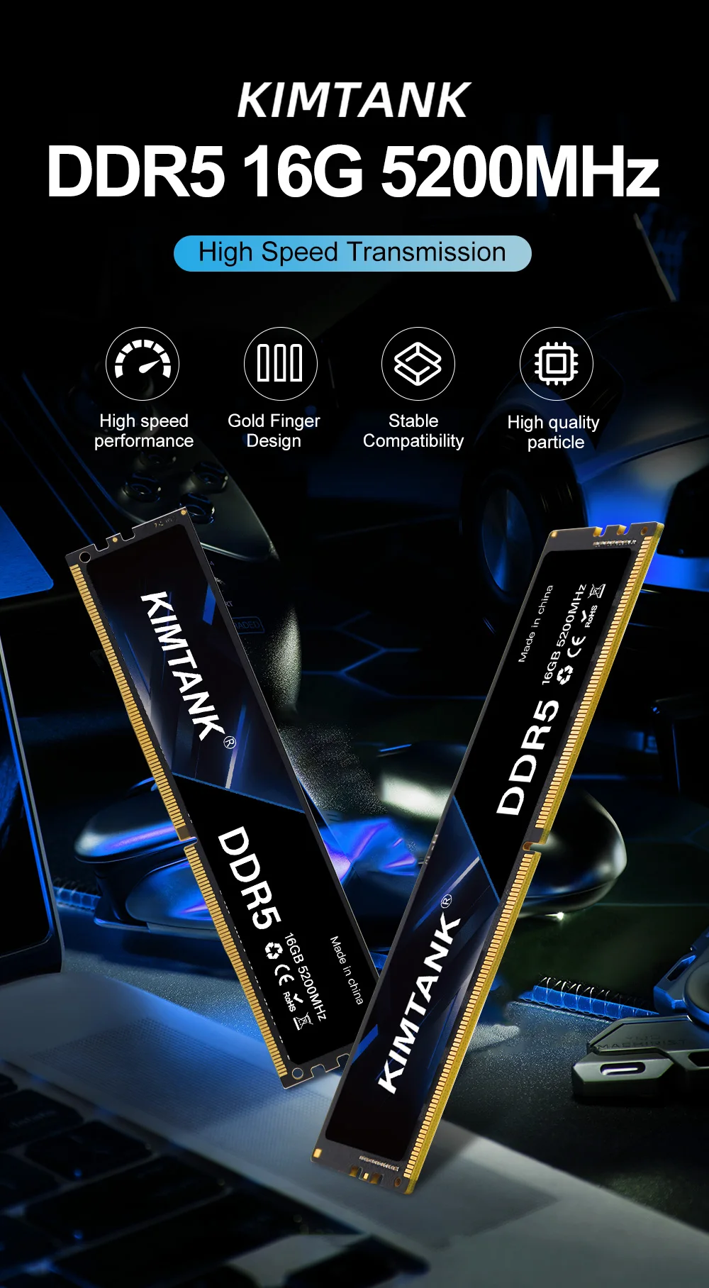 KIMTANK DDR5 16GB×2枚32GB 5200MHz メモリ Kimtank DDR5 RAM - High Quality, Reliable Performance