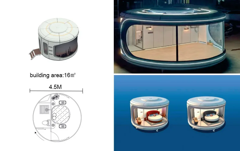 Tiny Prefab Movable Cabin Space Capsule Prefabricated Mini Round Glass Container House