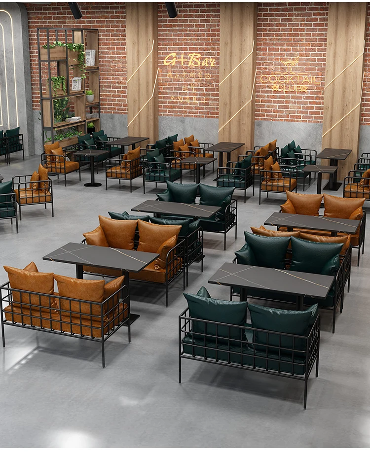 Modern Restaurant Cafe Furniture Leather Booth Seating Table And Chair