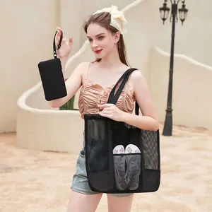 Good Quality Wholesale Promotion Mesh Hollow Bag Summer Adult Children Beach Swimming Storage Bag Pocket Bathroom Bag