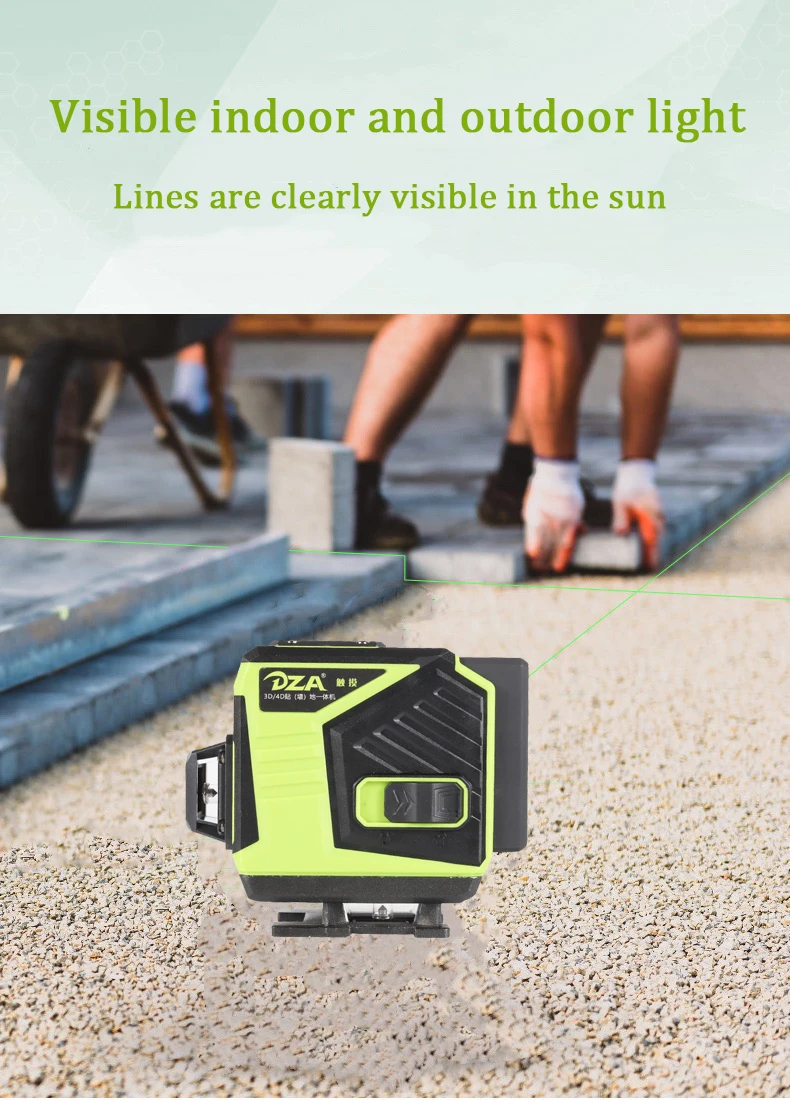indoor and outdoor green beam 3D 12-line laser level