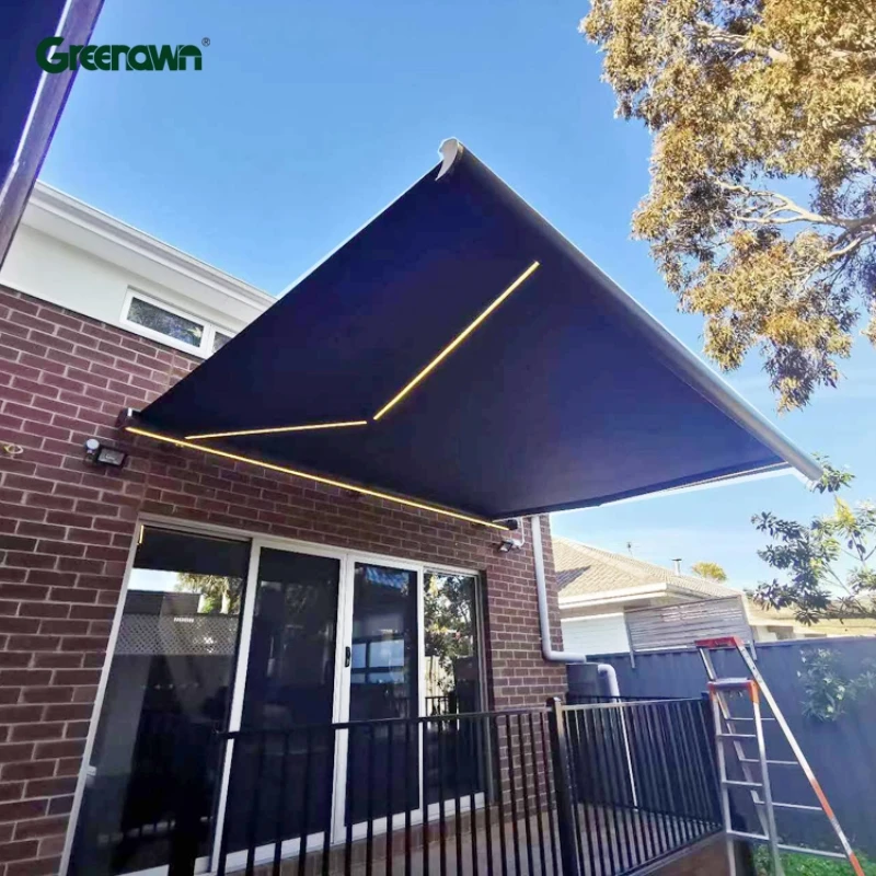 Large Back Door Slide Out Heavy Duty Electric Metal Foldable Roof Rull Cassette Retractable Awning Outdoor with LED