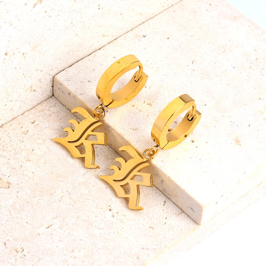 Dangle Earrings Gold Letter K Earrings 18k Gold Plated Initial
