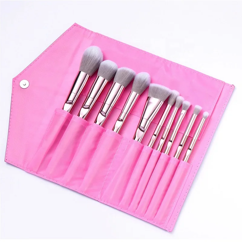 Набор кистей для макияжа для девочек, набор из 10 кисточек для нанесения теней, пудры, лазеров