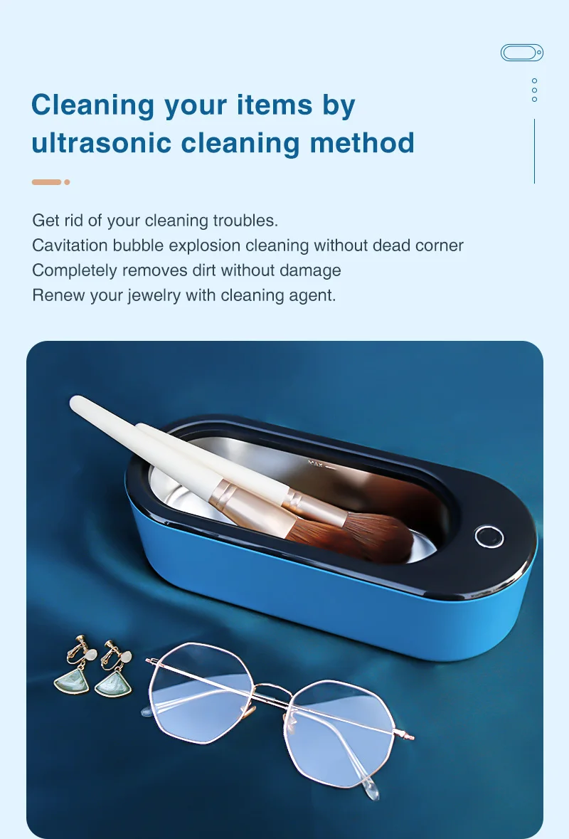 Limpiador ultrasónico dental de la lente de la mini joyería ultrasónica plástica casera portátil del limpiador de los portamaletas JP-912