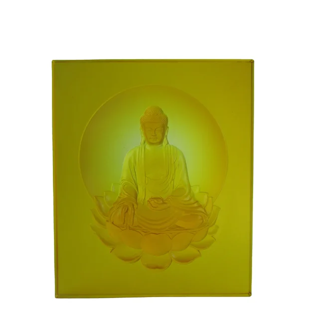 Customize Crystal Glass Crafts Building Materials Buddha Brick Art for Temple Wall Mandir