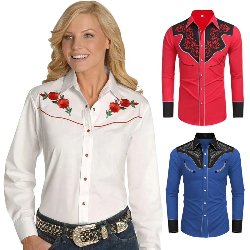 Damen Azteken-Print Westernhemd – Mit Perlen-Druckknöpfen, Langarm, Aus Atmungsaktivem Stoff
