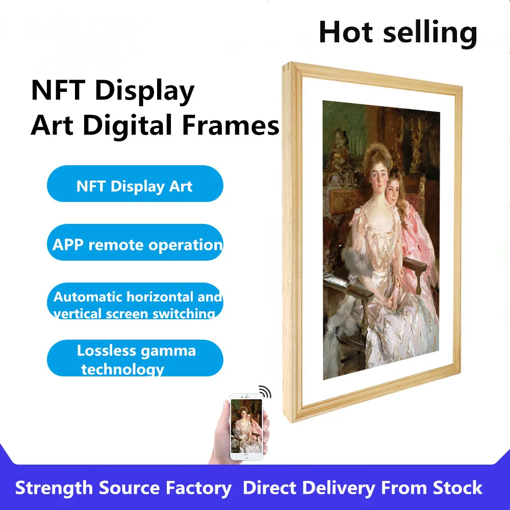 Wooden Frame Nft Player For Displaying Digital Pictures And Videos