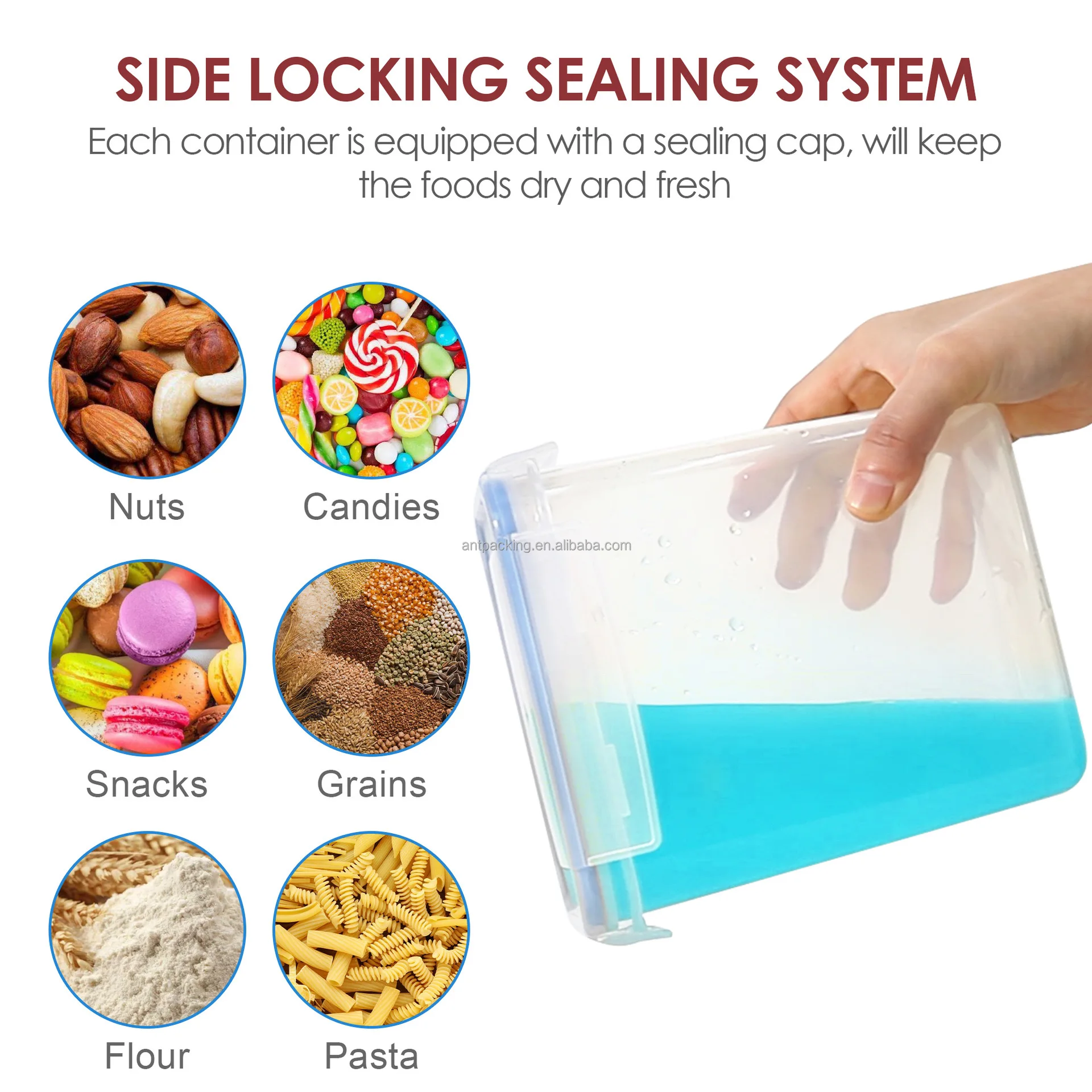 Food Containers Grain Storage Container Kitchen Large Food Storage Box Rice Bucket PP Plastic Transparent Seal Container