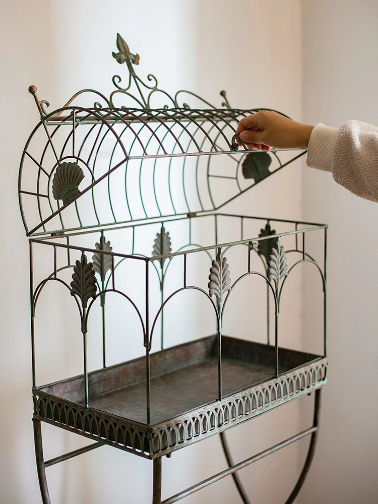 2 Tier Planter Outdoor Antique Metal Flower Pot Stand Vintage Rustproof