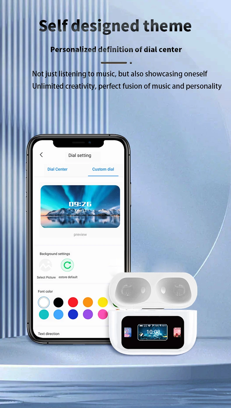 Upgrade A9 Pro APP Colorful Touch Screen Bluetooth ANC ENC GPS Active Noise Cancellation TWS Ultra Long Battery Life Earbuds