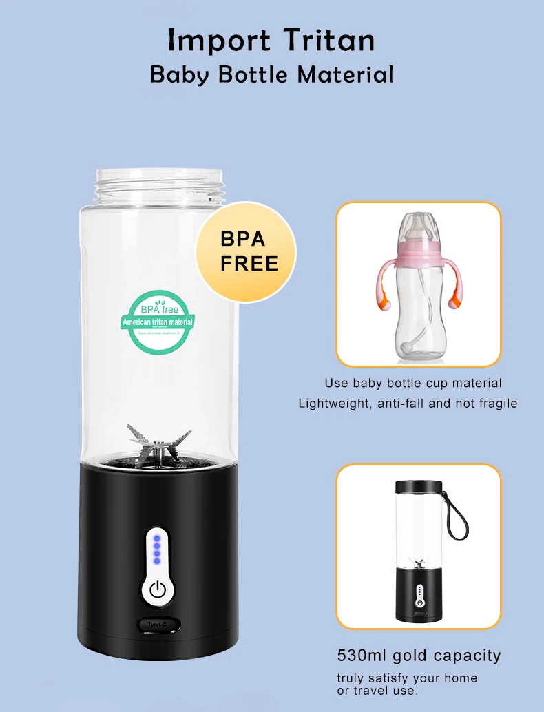 Portable Electric Juicer Blender Usb Rechargeable Smoothie Mixer_voghion.com