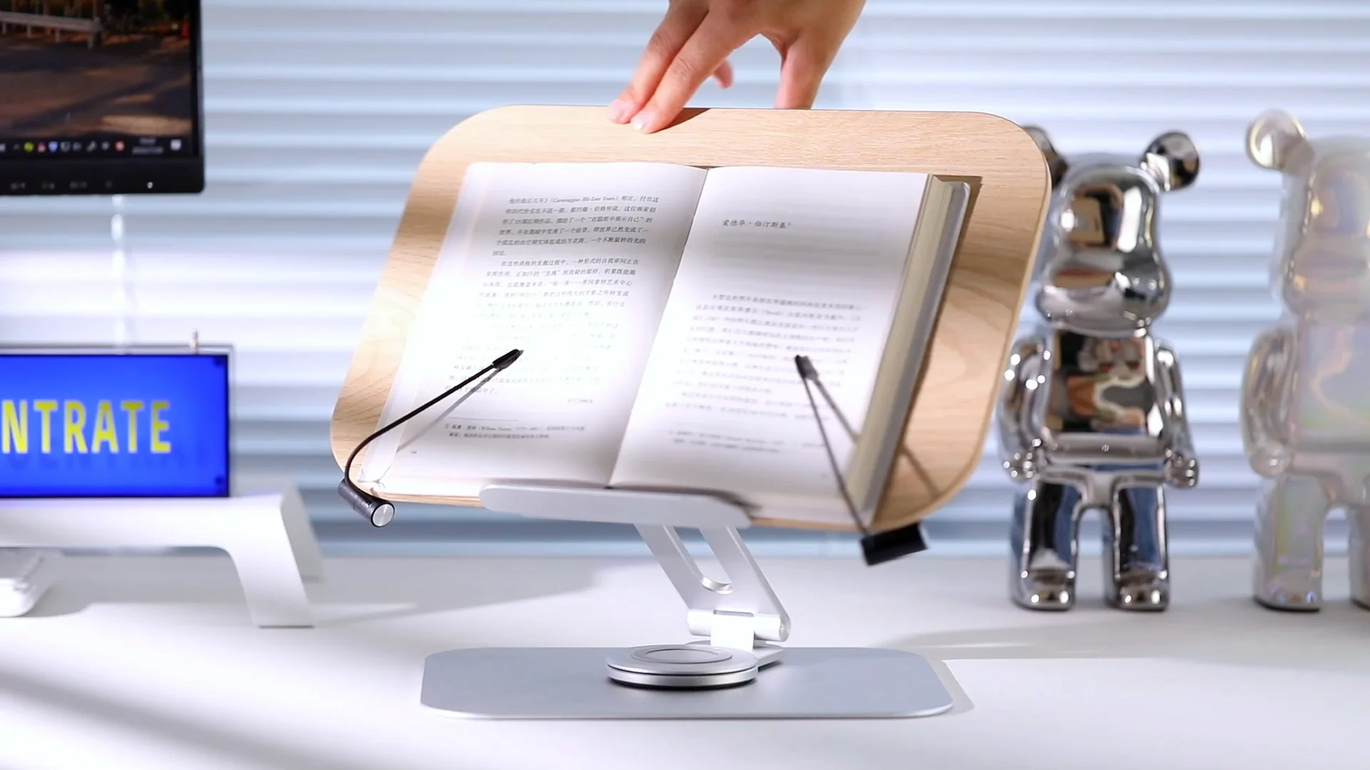 Leggio per la lettura, supporto regolabile con base girevole a 360 e