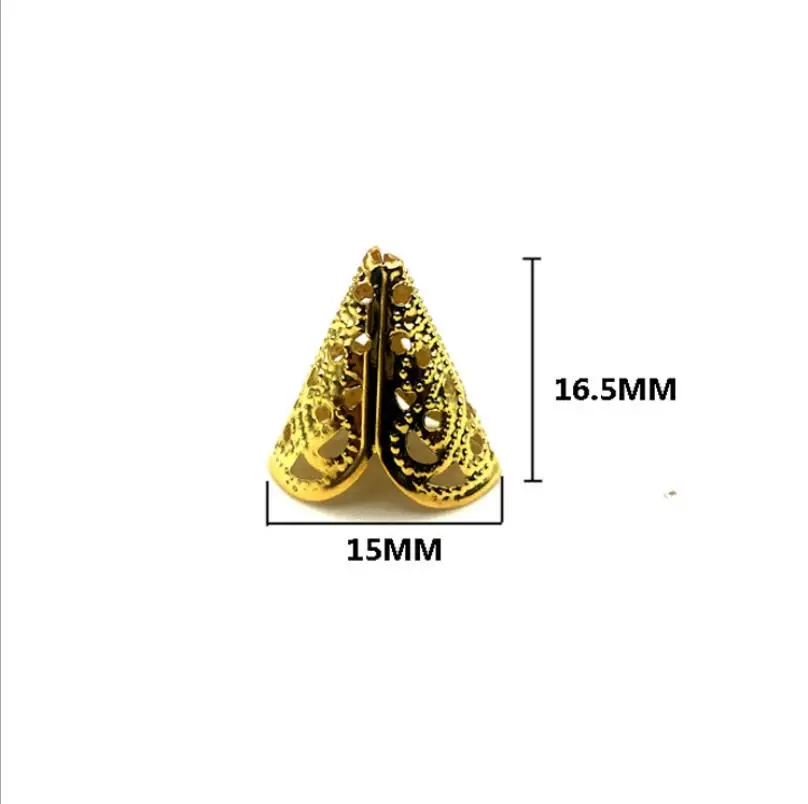 Wholesale DIY Jewelry Making Supplies Custom Cone Shape Iron Bead Cap Metal Flower Trumpet End Caps