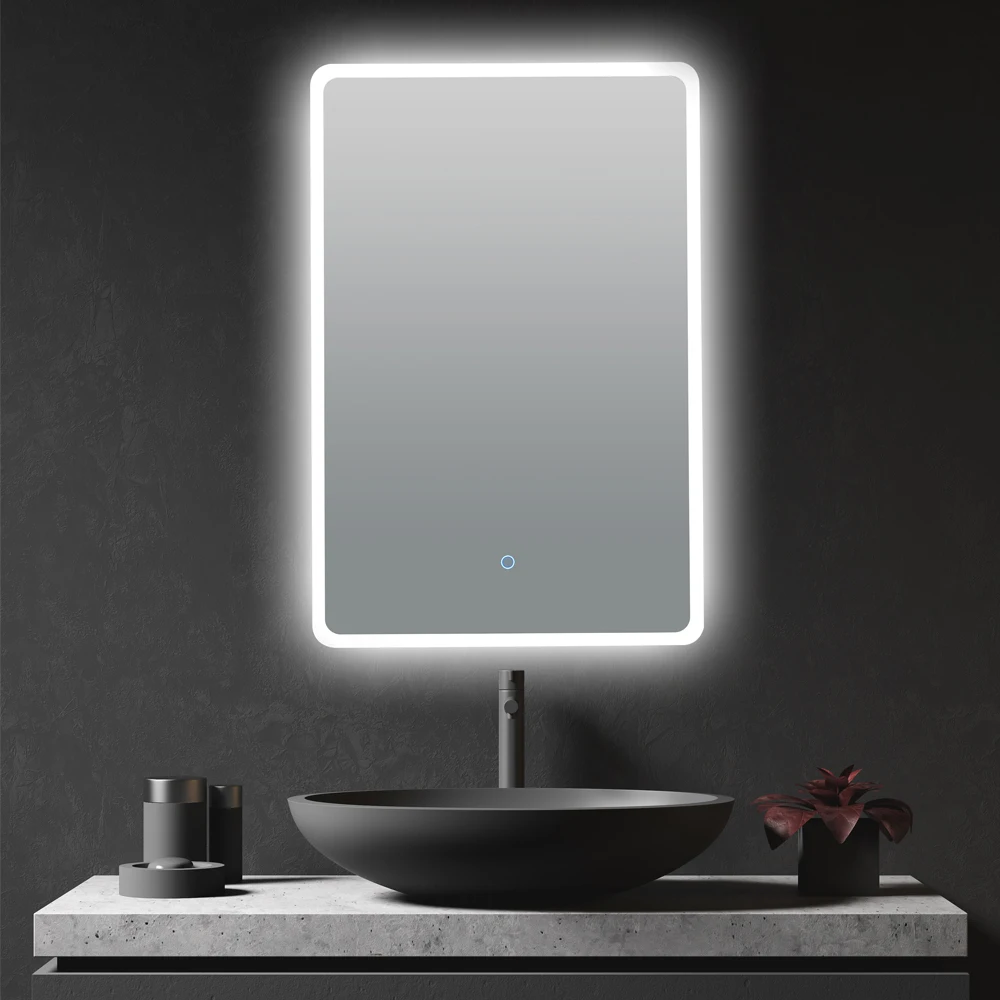 Hot Selling Home Touch Switch Rectangle Bathroom Glass SmartLed Mirror with Golden frame