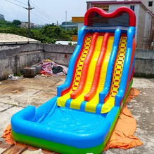 small double dolphin inflatable water slide slip with pool for kids for rent