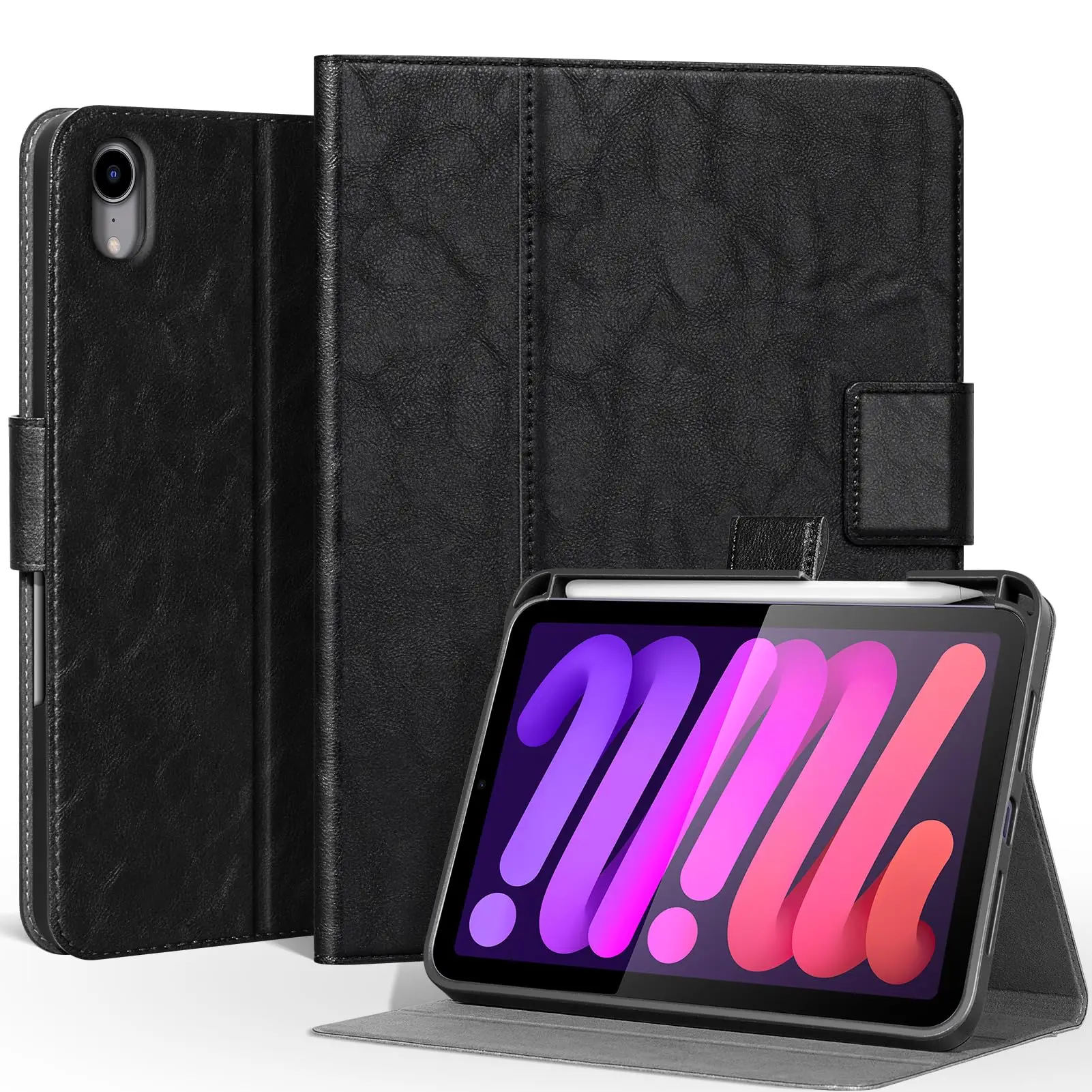 Laudtec Genuine Leather Case for iPad Pro 13 Inch M4 2024 with Stylus Holder Protective Shockproof Premium Stand Auto Sleep/Wake