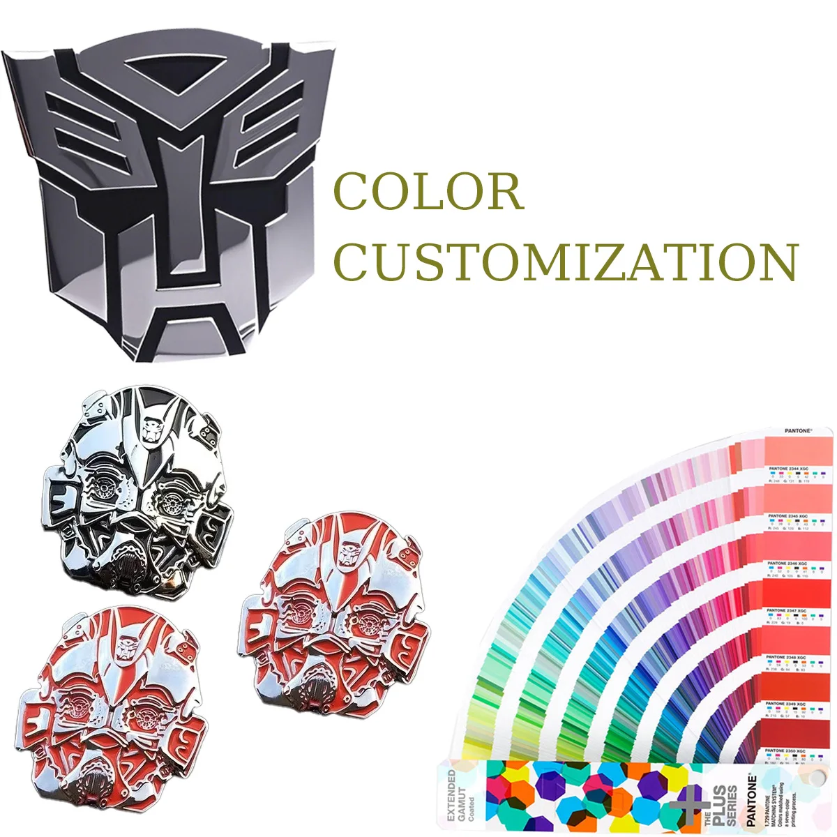 3D Metalized Texture ABS Transformers Autobot Deception Auto Badge Emblem Decal Sticker for All Car Universal  Robot logo