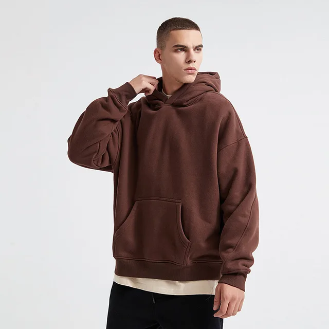 Autumn and winter new splicing and fleece hoodie men Europe and the United States solid color basic blank hoodie