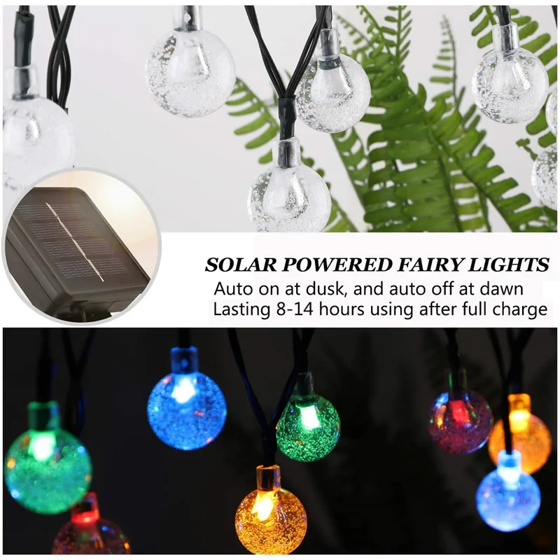 20 led Color Changing solar christmas decorative led lights outdoor solar bubble string camping lights for Garden factory