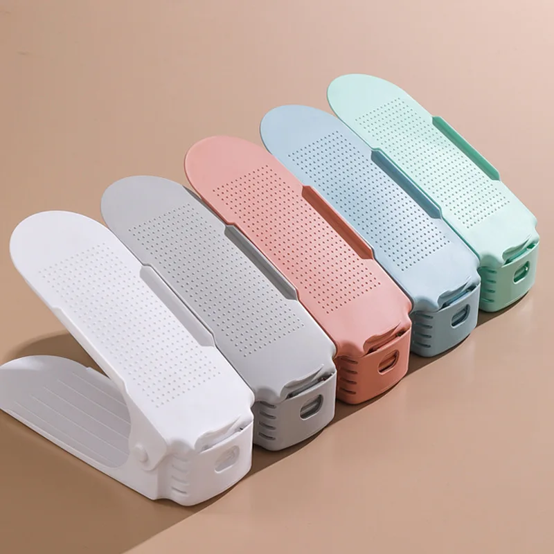 Adjustable storage double-layer thickened shoe rack Layered shoe support household dormitory storage rack shoe cabinet