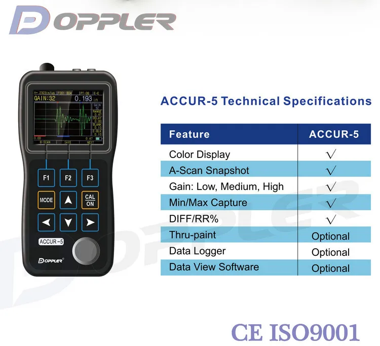 Doppler NDT Testing Equipment Ultrasonic Thickness Gauge