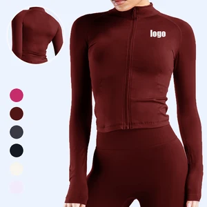 New Arrival Seamless Long Sleeve Zip up Compression Fashion Jacket Athletic Slim Yoga Jacket