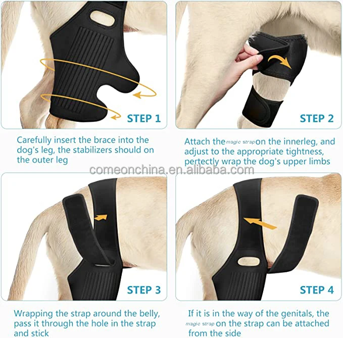 Dog Knee Brace for ACL with 10 Side Stabilizers Support Dog Leg Brace for Back Legs Cap Recovery Sleeve Pet Dog Knee Brace