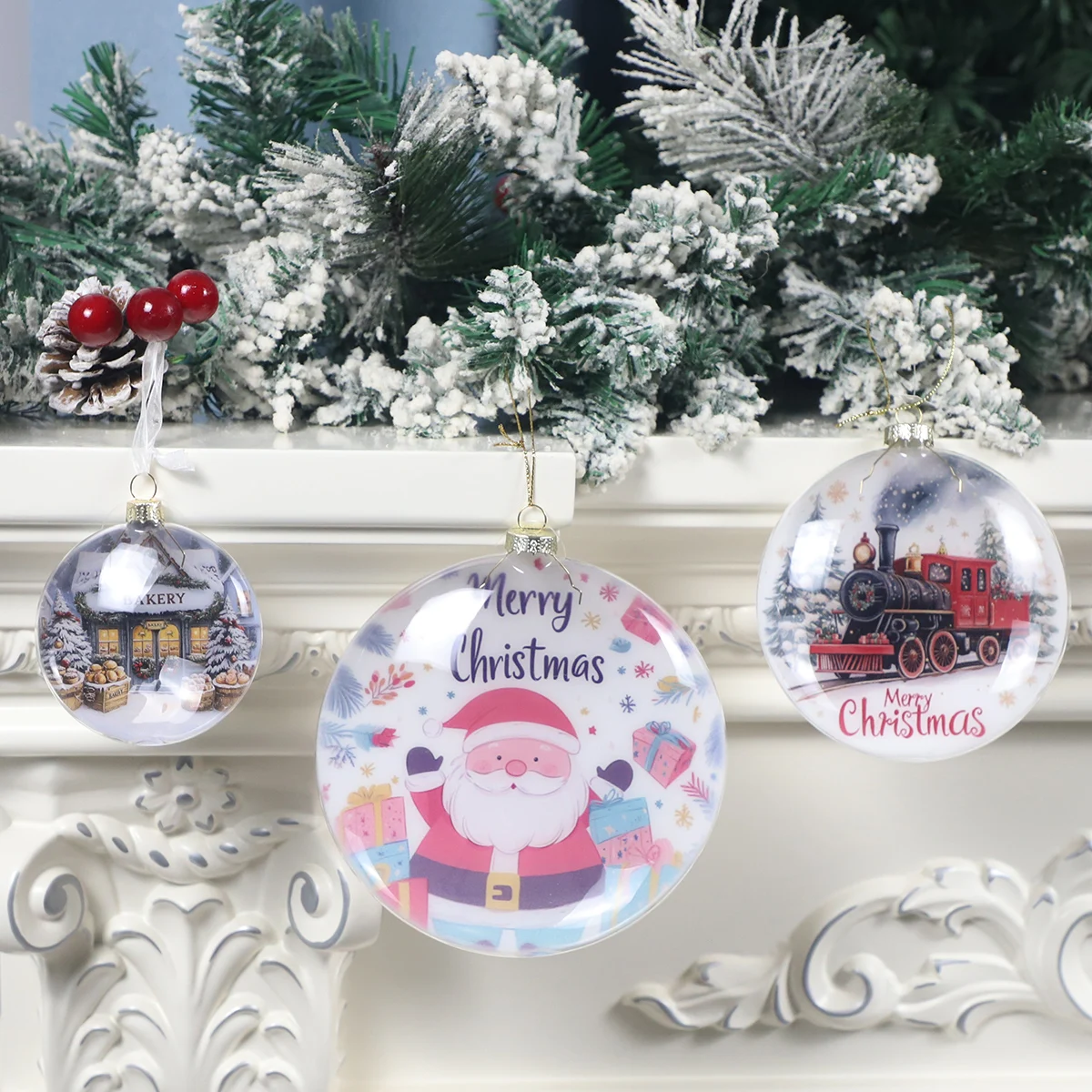Christmas Sublimation Decoration Xmas Tree Glass Snowflake Star Ornaments  Christmas Ball