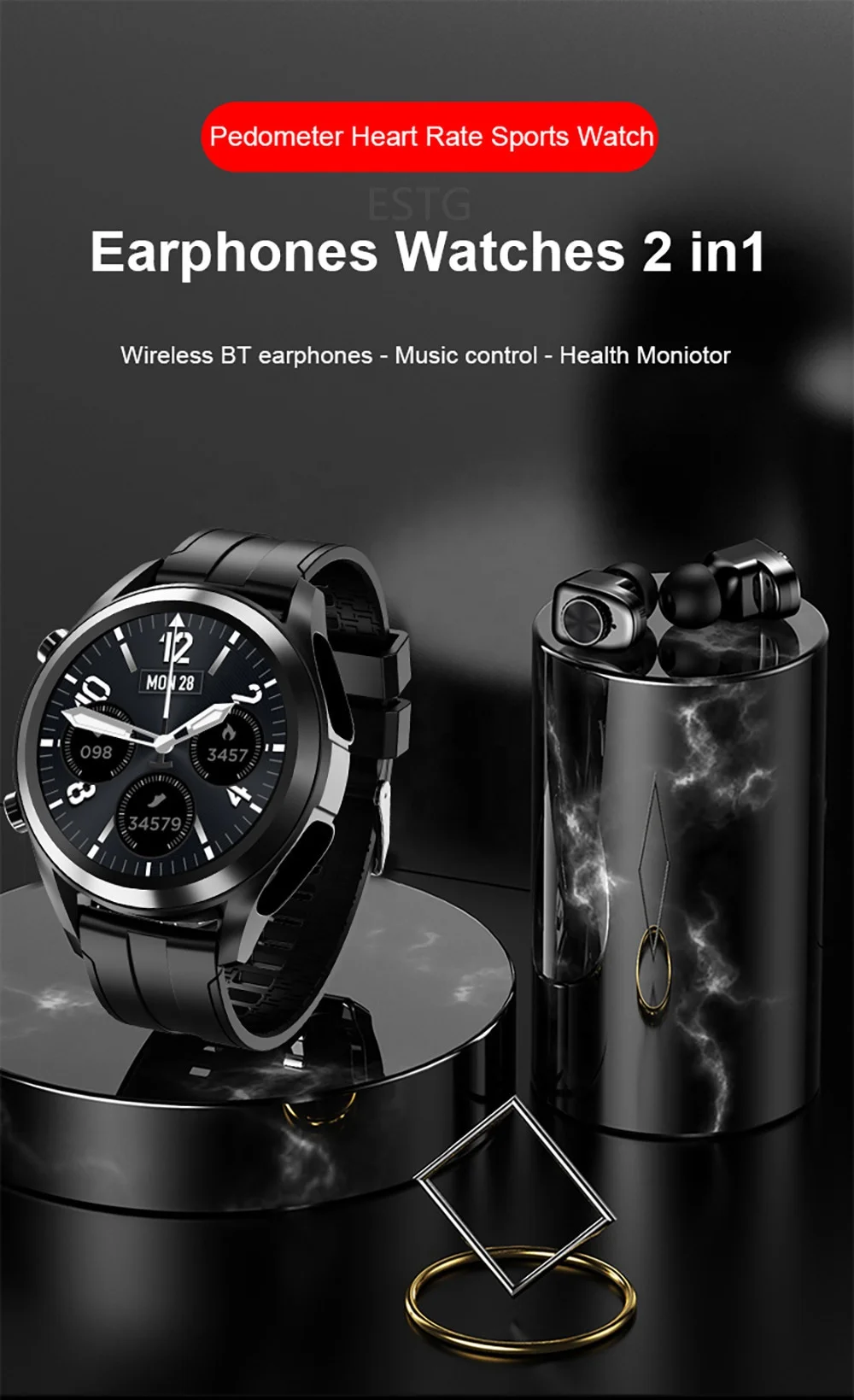 Watch Factory Supply T10 Smartwatch Android JM03 TWS 2 In1 Smart Watch with Headphones Wireless Earbuds BT Earphone