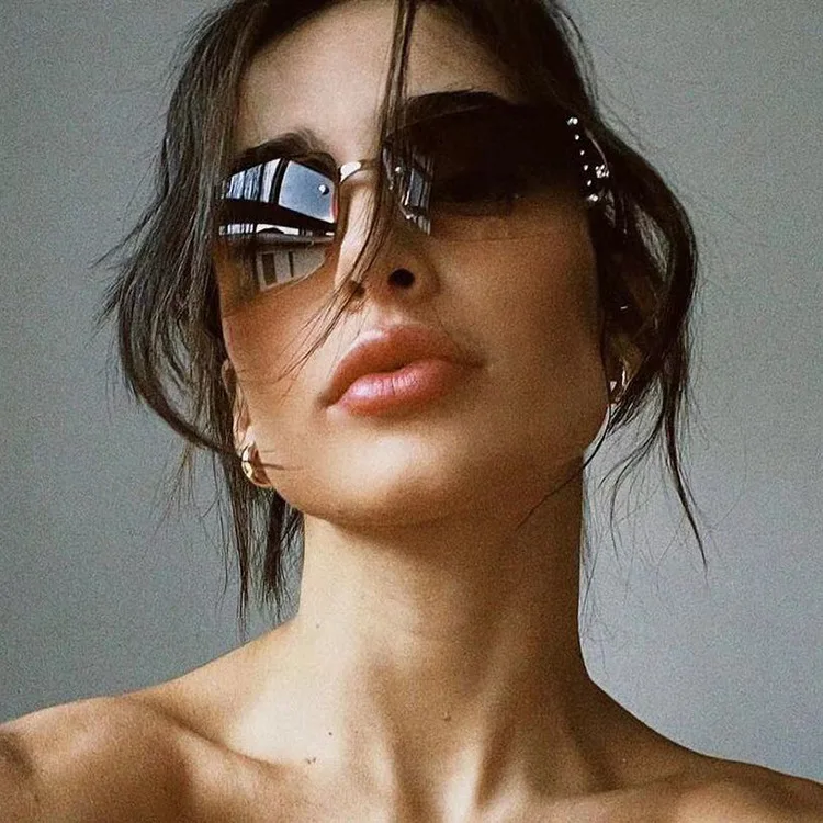 Y2k Rimless Square Sunglasses Retro UV400 Glasses for Women UV400 Rimless Rectangle Sunglasses Fashion Y2K Frameless Sun  main image 3
