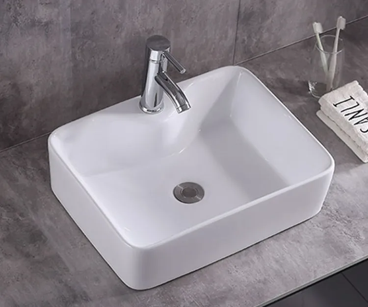 Bathroom Ceramic Top Rectangular Vanity Hand Wash Basin for Hotel Bathroom Sink