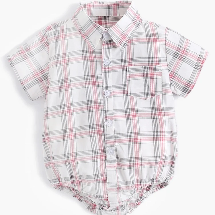 Wholesale Boutiques Summer Newborn Baby Boys' Rompers Plaid Kids