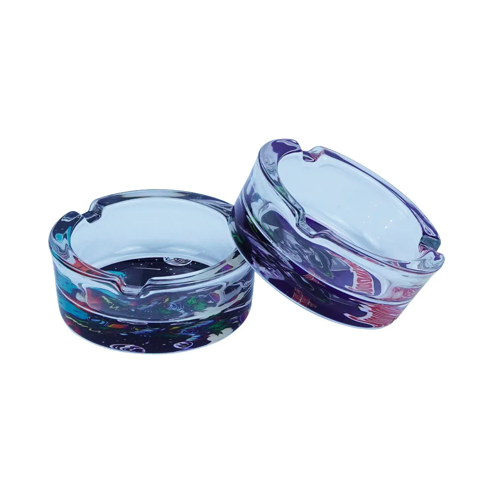 Factory Wholesale Cheap Customized Logo Round Thick Glass Tobacco Ashtray Classic Crystal Smoking Ashtray for Indoor and Outdoor